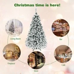 Costway 6ft/7.5ft/9ft Pre-Lit Premium Snow Flocked Hinged Artificial Christmas Tree with 250 Lights/450 Light/550 Lights -Northlight Christmas Store GUEST 119956c6 0342 41e5 9b1f f1e3da0965c9