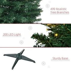 HOMCOM 7' Tall Pre-Lit Slim Noble Fir Artificial Christmas Tree with Realistic Branches, 200 Warm White LED Lights and 499 Tips, Green -Northlight Christmas Store GUEST 1201b2a6 c74b 4c3d a6f3 ff250501eb94
