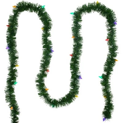 Northlight 18' x 3" Pre-Lit Pine Artificial Christmas Garland, Multicolor LED Faceted Lights 4 Northlight 18' x 3" Pre-Lit Pine Artificial Christmas Garland, Multicolor LED Faceted Lights - Image 2