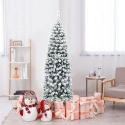 Costway 6Ft Unlit Hinged Snow Flocked Artificial Pencil Christmas Tree w/ 500 Branch Tip -Northlight Christmas Store GUEST 13a9d6d2 23ba 4f31 84b1 3cb810dd85a7