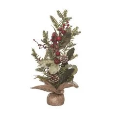 Transpac Fabric 18 in. Multicolor Christmas Pinecone and Berry Mix Tree