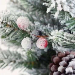 LuxenHome 3Ft Pre-Lit Artificial Flocked Pine Christmas Tree with Pine Cones, Berries, and Metal Pot -Northlight Christmas Store GUEST 13d3ab0a 6c75 4d0e ba8a 34013f6441de