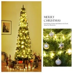 Tangkula 9'Artificial Slim Christmas Tree Pencil Shape Home Holiday Decor Green -Northlight Christmas Store GUEST 13e41df2 4af9 48cf adfd af23db368e3c