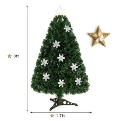 Costway 3FT Pre-Lit Fiber Optic Artificial Christmas Tree with Multicolor Led Lights