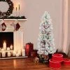 Puleo 4.5' Pre-Lit Flocked Pencil Portland Pine Artificial Christmas Tree Multicolor Lights -Northlight Christmas Store GUEST 14862ec9 72e5 44ca a581 24165cda9b45