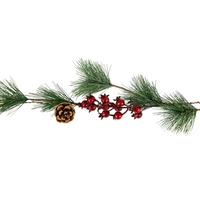 Northlight 6.5' Pre-Lit Pine and Berry Artificial Christmas Garland, Warm White LED Lights 3 Northlight 6.5' Pre-Lit Pine and Berry Artificial Christmas Garland, Warm White LED Lights