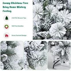 Costway 5ft/6ft/7ft Snow Flocked Hinged Artificial Slim Christmas Tree with Pine Needles -Northlight Christmas Store GUEST 14d00506 22a4 42f1 85c0 3e4bf2e7edbc