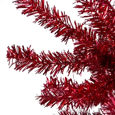 Northlight 7' Metallic Red Tinsel Artificial Christmas Tree - Unlit 3 Northlight 7' Metallic Red Tinsel Artificial Christmas Tree - Unlit
