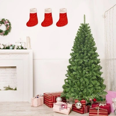 Tangkula Artificial Christmas Tree PVC Hinged Spruce Xmas Tree with Branch Tips 4 Tangkula Artificial Christmas Tree PVC Hinged Spruce Xmas Tree with Branch Tips - Image 2