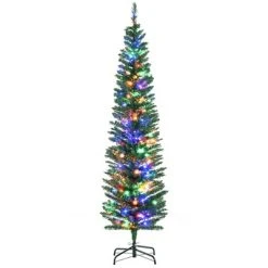 HOMCOM Prelit Artificial Christmas Tree Holiday Decoration with Colorful LED Lights, Pencil Shape, Green -Northlight Christmas Store GUEST 15221964 7ae7 4267 8848 3f56ec0f4a07