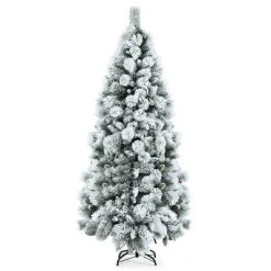 Costway 5ft/6ft/7ft Snow Flocked Hinged Artificial Slim Christmas Tree with Pine Needles -Northlight Christmas Store GUEST 1561d25a f37b 45df 9492 cd73ee5c6bdb