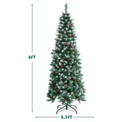 Costway 6ft Pre-lit Artificial Hinged Pencil Christmas Tree Decorated Snow Flocked Tips -Northlight Christmas Store GUEST 15790c77 92ea 4496 8e19 0bf55e16818d