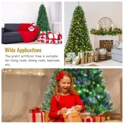 Tangkula Pre-lit Christmas Tree, Artificial Hinged Xmas Tree w/ Remote-controlled Color-changing LED Lights & PVC Tips -Northlight Christmas Store GUEST 1642c5ce 2063 4e9a 93fe f2a26adb51e7