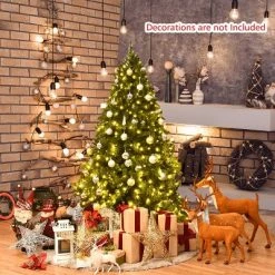 Tangkula 5'Artificial Green PVC Christmas Fir Tree w/ Metal Stand and 450 LED Lights