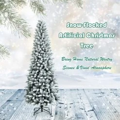 Costway 7.5ft Snow-Flocked Hinged Artificial Christmas Pencil Tree w/ 1189 Mixed Tips -Northlight Christmas Store GUEST 17512f59 59b6 4bb1 b705 ea6dc9395535