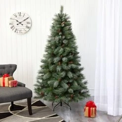 6ft Nearly Natural Unlit Snowed French Alps Mountain Pine with Pinecones Artificial Christmas Tree -Northlight Christmas Store GUEST 17ff8a75 d9b2 45c7 a951 77593e32979f