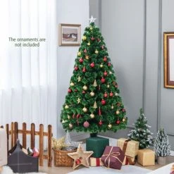 Tangkula 6' Pre-Lit Optical Fiber Artificial Christmas Tree w/ Multicolor LED Lights & Stand -Northlight Christmas Store GUEST 182991b3 124e 40cf 80be 77d29730ca19