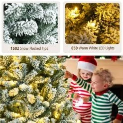 Costway 8ft Pre-lit Snow Flocked Hinged Christmas Tree w/1502 Tips & Metal Stand -Northlight Christmas Store GUEST 1887bd69 d378 4670 9203 f6d40f469e58