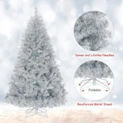 Costway 6Ft Hinged Unlit Artificial Silver Tinsel Christmas Tree Holiday w/Metal Stand 19 Costway 6Ft Hinged Unlit Artificial Silver Tinsel Christmas Tree Holiday w/Metal Stand -Northlight Christmas Store GUEST 19c1af2f 2101 48bc a7d8 a85fd0cbeace