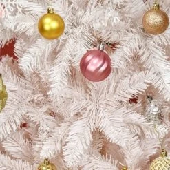 HOMCOM 70.75" Tall Unlit Pencil Fir Artificial Christmas Tree with Realistic Branches and 406 Tips, Pink and White -Northlight Christmas Store GUEST 1a2a8ddc 0637 451a a15c faa8b42251c3