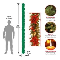 National Tree Company Pre-Lit Artificial Christmas Garland, Green, Evergreen, White Lights,Pine Cones, Ornaments, Poinsettia Flowers, Plug In,9 Feet -Northlight Christmas Store GUEST 1a381dbc 0e81 4b8b a896 843eb6ceaff2