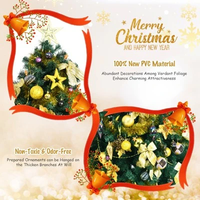 Tangkula Lush Artificial Christmas Tree 7.5ft Pre-Lit Xmas Hinged Tree W/ 250 Replaceable LED Lights 7 Tangkula Lush Artificial Christmas Tree 7.5ft Pre-Lit Xmas Hinged Tree W/ 250 Replaceable LED Lights - Image 5