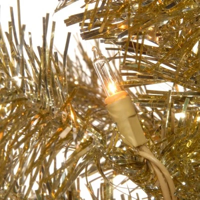 National Tree Company 6' Champagne Tinsel Artificial Pencil Christmas Tree 150ct Clear 3 National Tree Company 6' Champagne Tinsel Artificial Pencil Christmas Tree 150ct Clear