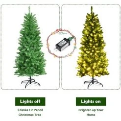 Costway 5Ft Pre-lit Artificial Pencil Christmas Tree Hinged Fir PVC Tree /150 LED Lights 19 Costway 5Ft Pre-lit Artificial Pencil Christmas Tree Hinged Fir PVC Tree /150 LED Lights -Northlight Christmas Store GUEST 1b66d71d 696a 4011 8b34 a2fe2eb440c6