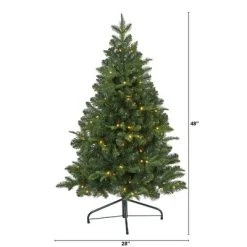 4ft Nearly Natural Pre-Lit LED Grand Teton Spruce Flat Back Artificial Christmas Tree Clear Lights