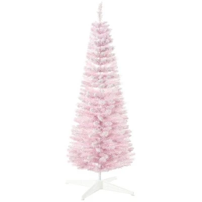 HOMCOM 59" Snow Flocked Artificial Pencil Christmas Tree, Slim Xmas Tree with Realistic Branches and Plastic Base Stand for Indoor Decoration 9 HOMCOM 59" Snow Flocked Artificial Pencil Christmas Tree, Slim Xmas Tree with Realistic Branches and Plastic Base Stand for Indoor Decoration - Image 7