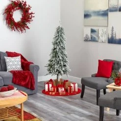 5.5ft Nearly Natural Pre-Lit LED Flocked Washington Alpine Artificial Christmas Tree Warm White Lights -Northlight Christmas Store GUEST 1c31323b e283 4dac b9d1 cdb92817cd4f