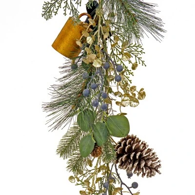National Tree Company HGTV Home Collection 72" Unlit Swiss Chic Artificial Garland with Pinecones, Berries, Bells and Flexible Vine Base, Blue 4 National Tree Company HGTV Home Collection 72" Unlit Swiss Chic Artificial Garland with Pinecones, Berries, Bells and Flexible Vine Base, Blue - Image 2