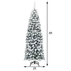 Tangkula Pencil Artificial Christmas Tree Snow Flocked Pencil Tree with Flexible Stand -Northlight Christmas Store GUEST 1c9c5cb9 b4c6 4d4a 8c48 51b0909ab341