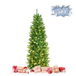 Tangkula Pre-lit Hinged Artificial Pencil Fir Christmas Tree with UL-listed Lights -Northlight Christmas Store GUEST 1cc4d7b5 bb68 4b3a ae0b fdbd96aca97c