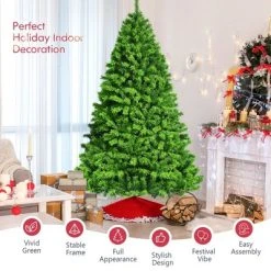 Costway 7.5ft Green Flocked Hinged Artificial Christmas Tree w/ Metal Stand Green -Northlight Christmas Store GUEST 1d38db53 ba05 45b0 a97b 931b1aa1caca
