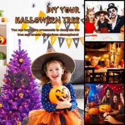 Tangkula Artificial Purple Christmas Tree, Prelit Purple Halloween Tree w/ Orange LED Lights & Pumpkin Ornaments -Northlight Christmas Store GUEST 1d4002b5 66dd 43e6 9503 0d2d5a3e1103