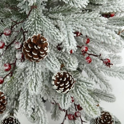 Haute Decor Haute Décor 36" Unlit Flocked Stockhorn Artificial Christmas Tree with Black Wood Pot 4 Haute Decor Haute Décor 36" Unlit Flocked Stockhorn Artificial Christmas Tree with Black Wood Pot - Image 2