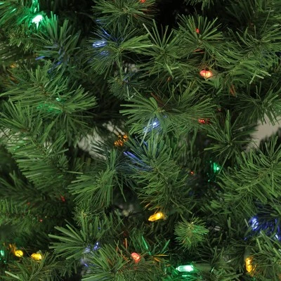 Northlight 7' Prelit Artificial Christmas Tree Slim LED Glacier Pine - Multicolor Lights 5 Northlight 7' Prelit Artificial Christmas Tree Slim LED Glacier Pine - Multicolor Lights - Image 3