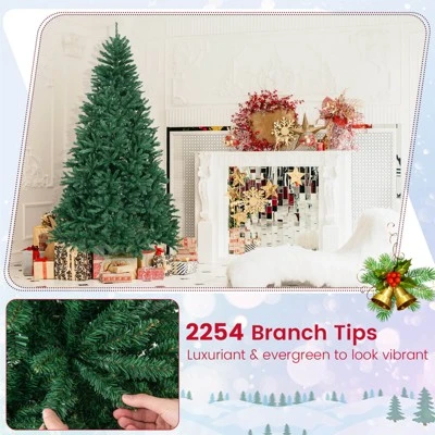 Costway 7.5FT Hinged Christmas Tree Unlit Artificial Xmas Decoration w/ 2254 Branch Tips 7 Costway 7.5FT Hinged Christmas Tree Unlit Artificial Xmas Decoration w/ 2254 Branch Tips - Image 5