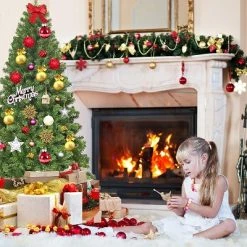 Tangkula Artificial Christmas Tree PVC Hinged Spruce Xmas Tree with Branch Tips