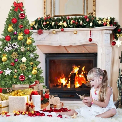 Tangkula Artificial Christmas Tree PVC Hinged Spruce Xmas Tree with Branch Tips 3 Tangkula Artificial Christmas Tree PVC Hinged Spruce Xmas Tree with Branch Tips