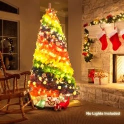 Tangkula 7FT Artificial Hinged Christmas Tree Colorful Rainbow Full Fir Xmas Tree with 1213 Branch Tips -Northlight Christmas Store GUEST 1fbac293 8a5a 4e04 b542 3cfeba6fea2e