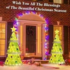 Tangkula 4.6 FT Pop-up Christmas Tree Collapsible Artificial Xmas Tree w/110 Warm Lights Tree Top Star Metal Base Lighted Christmas Decor -Northlight Christmas Store GUEST 1ffbb458 9429 4b22 bb44 cdb08fb7bd8e