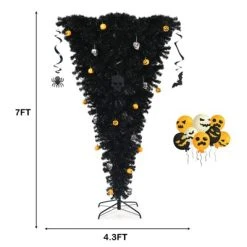 Tangkula Black Upside Down Artificial Christmas Tree Pre-lit Halloween Tree Faux-Pine Christmas Tree w/ Purple LED lights -Northlight Christmas Store GUEST 212908b1 e5e4 47da a1e1 502a60b84341