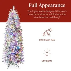 Best Choice Products 6ft Pre-Lit Artificial Snow Flocked Pencil Christmas Tree Decoration w/ 250 Multicolor Lights 11 Best Choice Products 6ft Pre-Lit Artificial Snow Flocked Pencil Christmas Tree Decoration w/ 250 Multicolor Lights -Northlight Christmas Store GUEST 218f1b50 d292 419e 99f2 8c3eec96bf7d