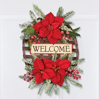 Collections Etc. Collections Etc Hanging Poinsettia Wooden Welcome Wall Basket 14 X 4.5 X 19 3 Collections Etc. Collections Etc Hanging Poinsettia Wooden Welcome Wall Basket 14 X 4.5 X 19