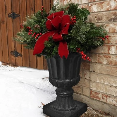 Haute Decor 26" Pre-Lit LED Classic Urn Filler Artificial Swag 3 Haute Decor 26" Pre-Lit LED Classic Urn Filler Artificial Swag