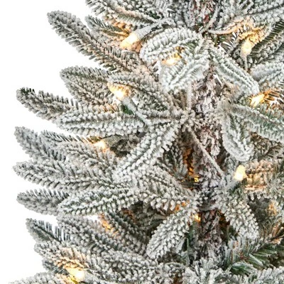 Nearly Natural 44-in Flocked Manchester Spruce Artificial Christmas Tree with 50 Lights and 133 Bendable Branches in White Planter 5 Nearly Natural 44-in Flocked Manchester Spruce Artificial Christmas Tree with 50 Lights and 133 Bendable Branches in White Planter - Image 3