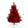4ft Nearly Natural Pre-Lit Red Flocked Fraser Fir Artificial Christmas Tree Red Lights -Northlight Christmas Store GUEST 247c993f 31c8 4880 ba3a f37906605cde