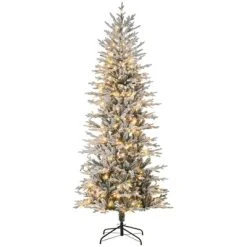 HOMCOM Prelit Artificial Christmas Tree Holiday Decoration with Snow Flocked Branches, Warm Yellow Clear Lights, Auto Open, Extra Bulb -Northlight Christmas Store GUEST 24afaa04 c7b5 4c47 9c2e 2ccb3327c40a